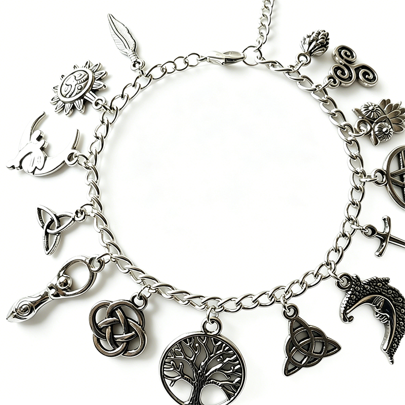 📿 LIMITED-TIME 50% OFF! ✨Vintage Pagan Charm Bracelet – Spiritual Symbols, Antique Silver, Bohemian Style 🌙