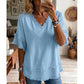 💖Women's Boho V-Neck T-Shirt with Frayed Edges 🌿 – Loose Fit, Breathable Summer Top in Soft Cotton👚