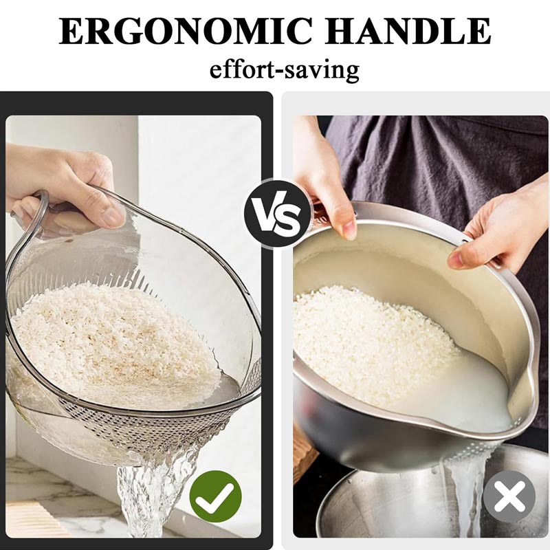🍚💦50% OFF – Multipurpose Rice Washing Bowl Strainer with Handle – Wash, Rinse & Drain in 1 Bowl! | No More Messy Sinks | Kitchen Must-Have ✨