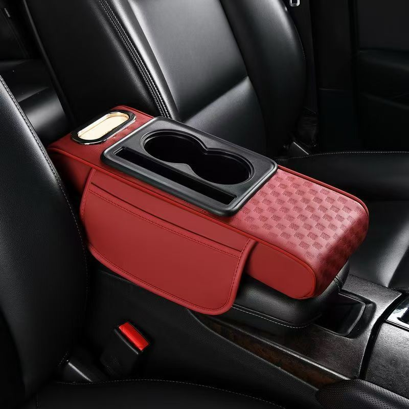 Car Armrest Cushion,5-in-1 Center Console Cover with 2 Storage Bags Cup Holder, Tissue Box Slot, Phone Slot for Sedans, Car Accessories Interior Organizers