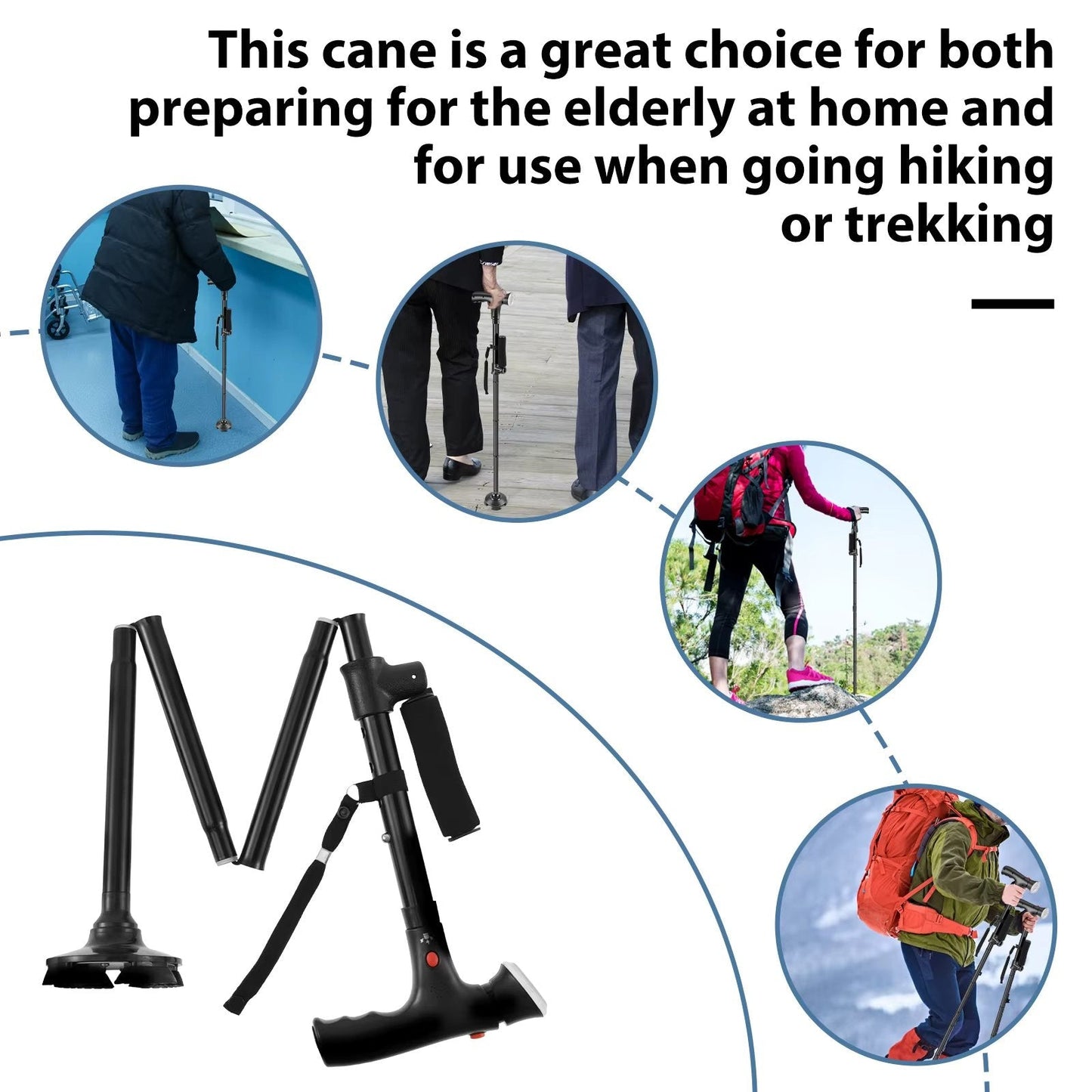 🎉 2026 Sale — Over 20,000 Sold! 🦯 Multifunctional Folding Elderly Cane – 5 Adjustable Heights 👴
