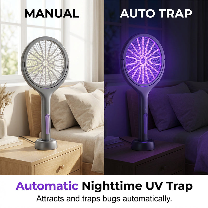 🔥Limited‑Time 50% Off｜Extendable Rechargeable Bug Zapper Racket, USB‑C Charging, Kid‑Safe Quiet Fly Swatter for Indoor Home Use