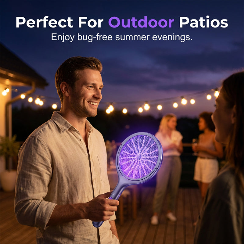 🔥Limited‑Time 50% Off｜Extendable Rechargeable Bug Zapper Racket, USB‑C Charging, Kid‑Safe Quiet Fly Swatter for Indoor Home Use