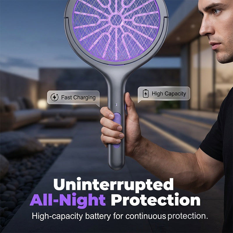 🔥Limited‑Time 50% Off｜Extendable Rechargeable Bug Zapper Racket, USB‑C Charging, Kid‑Safe Quiet Fly Swatter for Indoor Home Use