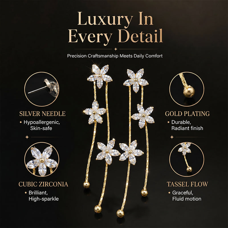 ✨ 2026 Sale — Over 30,000 Sold! 🌸Women's Sparkling Flower Tassel Earrings