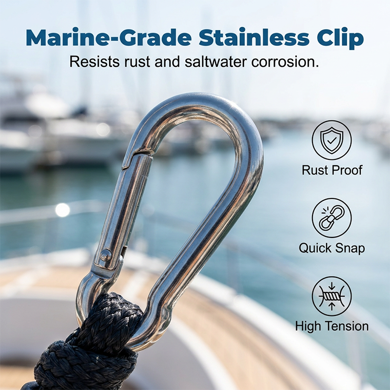 Bungee Dock Line with Stainless Steel Clip
