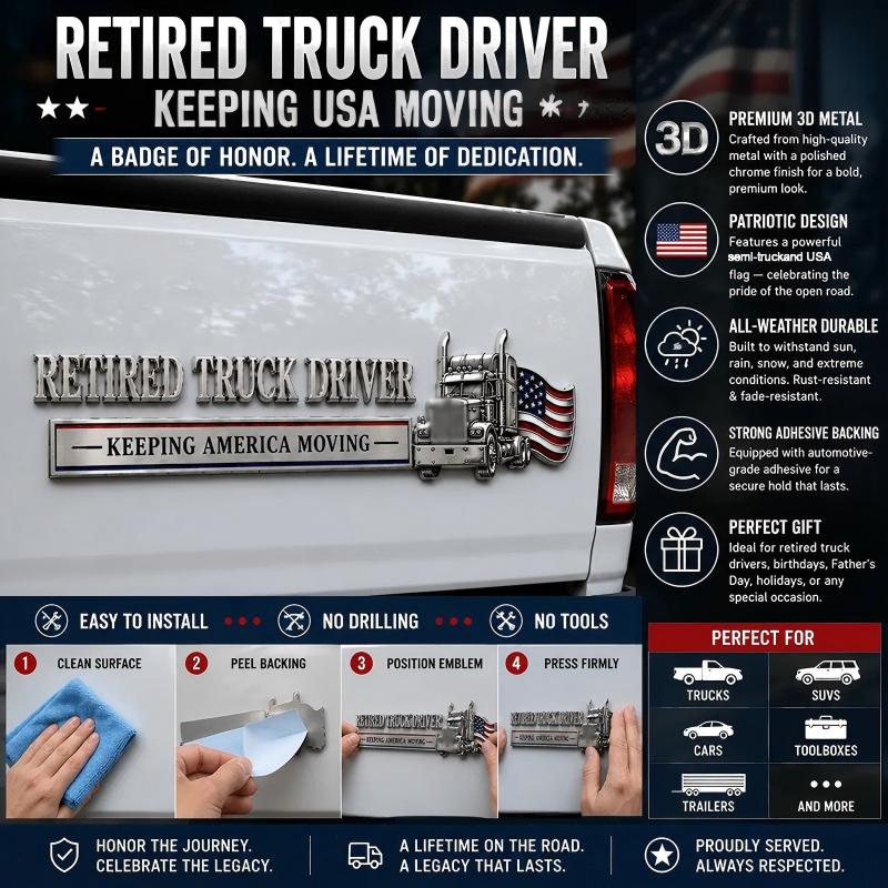 Retired Truck Driver Car Emblem Badge