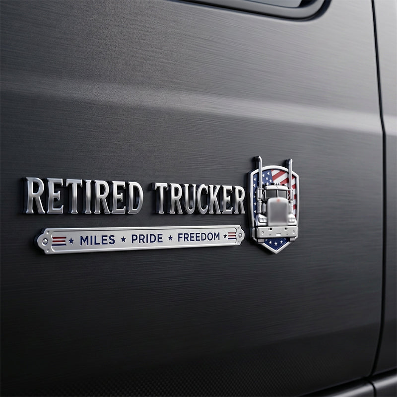 Retired Truck Driver Car Emblem Badge