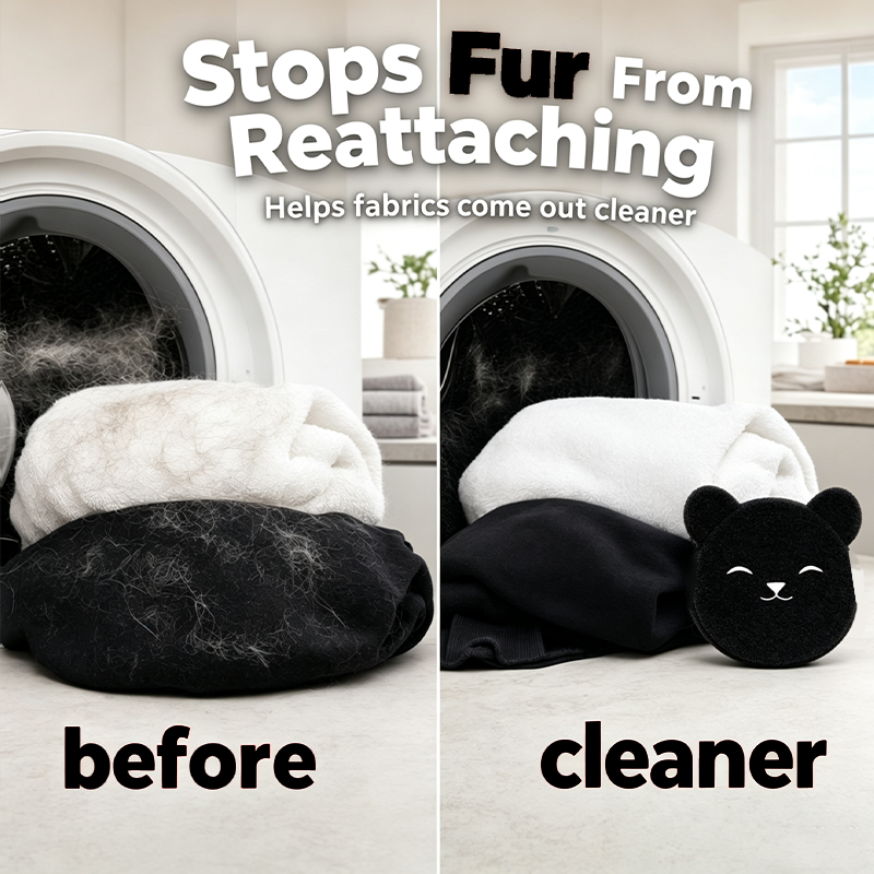 ✨2026 New 🐻 Cute Bear Reusable Pet Hair Remover Pad, Wet & Dry Use Laundry Fur Trap for Household