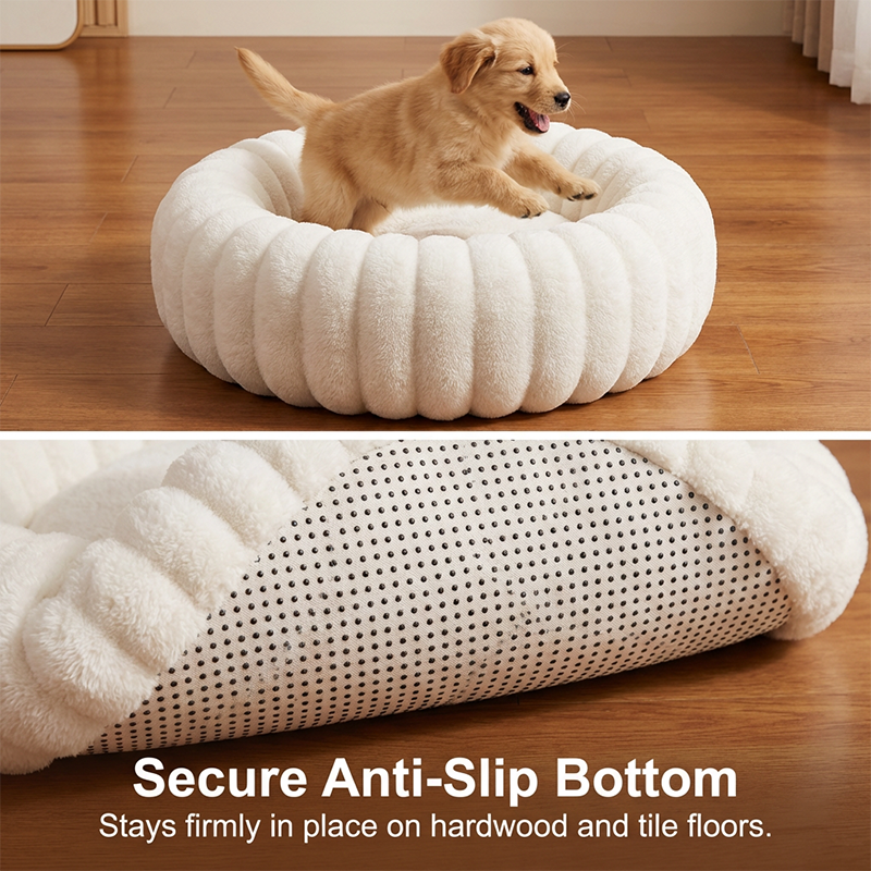🐾 50% OFF NOW! 🛏️ Ultra-Soft Round Calming Cat & Dog Bed – Raised Rim, Cozy Plush & Orthopedic Support for Restful Sleep ✨