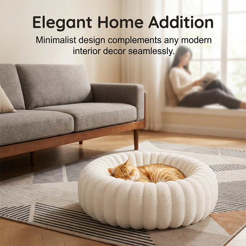 🐾 50% OFF NOW! 🛏️ Ultra-Soft Round Calming Cat & Dog Bed – Raised Rim, Cozy Plush & Orthopedic Support for Restful Sleep ✨