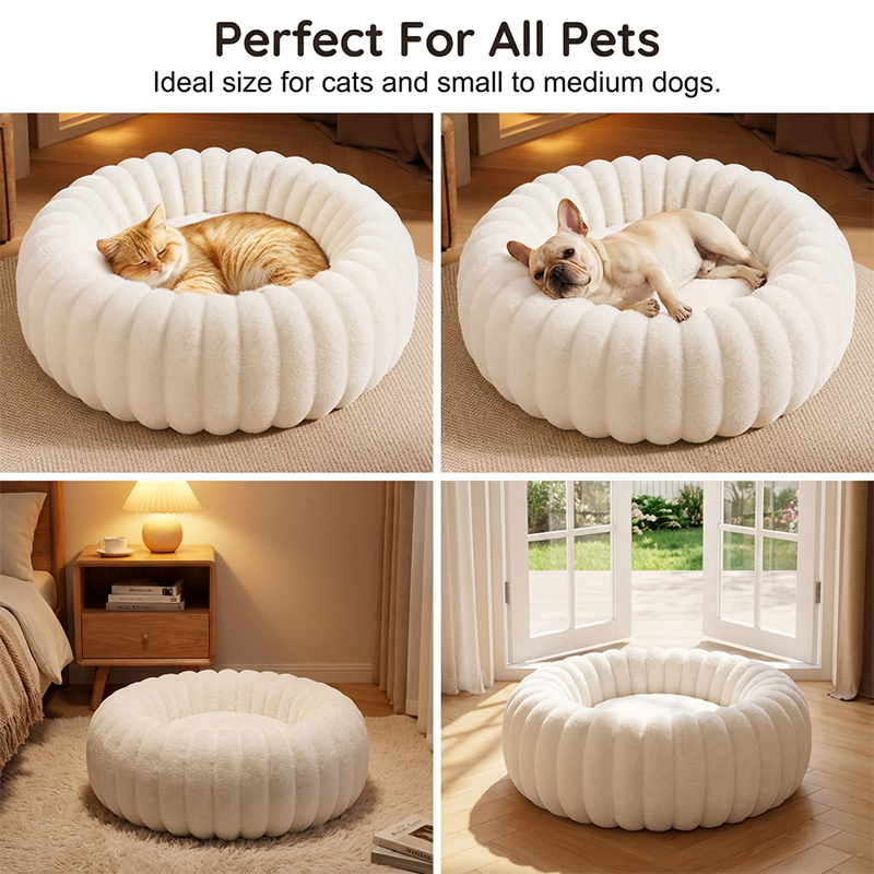 🐾 50% OFF NOW! 🛏️ Ultra-Soft Round Calming Cat & Dog Bed – Raised Rim, Cozy Plush & Orthopedic Support for Restful Sleep ✨