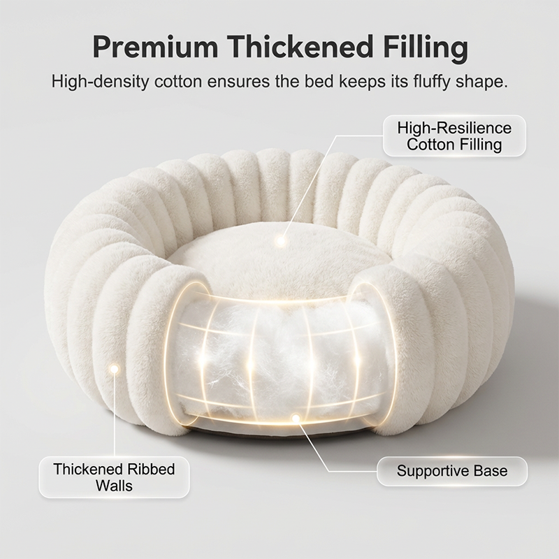 🐾 50% OFF NOW! 🛏️ Ultra-Soft Round Calming Cat & Dog Bed – Raised Rim, Cozy Plush & Orthopedic Support for Restful Sleep ✨