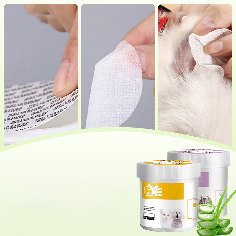 🎉55K+ Sold 🐾 Natural Plant-Based Pet Eye & Ear Wipes, Aloe Gentle Tear Stain Remover for Dogs & Cats