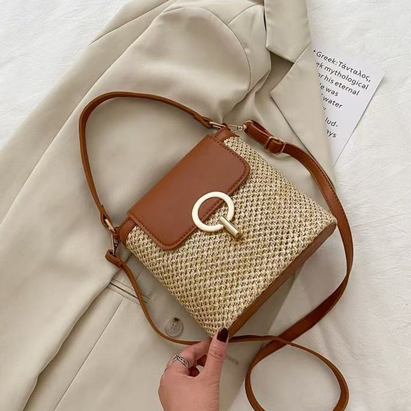 🎉51K+ Sold 👜 Women Straw Crossbody Handbag, 3-Way Wear Woven Bucket Bag Summer Beach Shoulder Purse