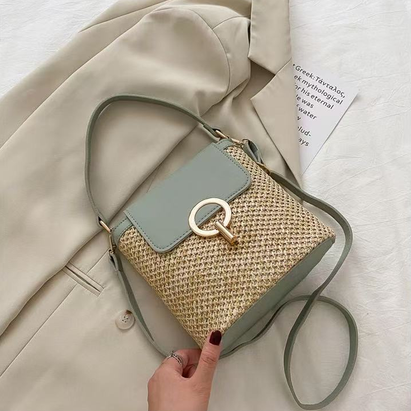 🎉51K+ Sold 👜 Women Straw Crossbody Handbag, 3-Way Wear Woven Bucket Bag Summer Beach Shoulder Purse