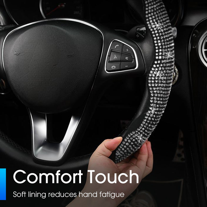 🎉50K+ Sold 🚗 Rhinestones Bling Auto Steering Wheel Cover, Non-Slip Sparkly Crystal Car Interior Accessory