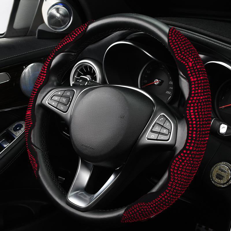 🎉50K+ Sold 🚗 Rhinestones Bling Auto Steering Wheel Cover, Non-Slip Sparkly Crystal Car Interior Accessory