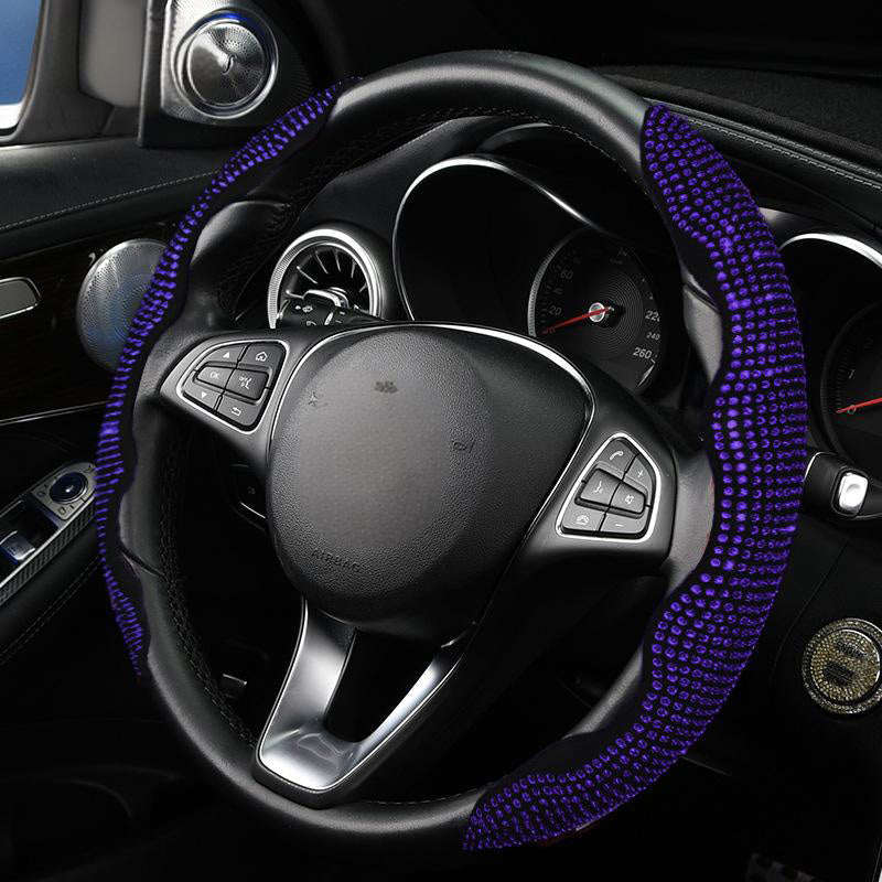 🎉50K+ Sold 🚗 Rhinestones Bling Auto Steering Wheel Cover, Non-Slip Sparkly Crystal Car Interior Accessory
