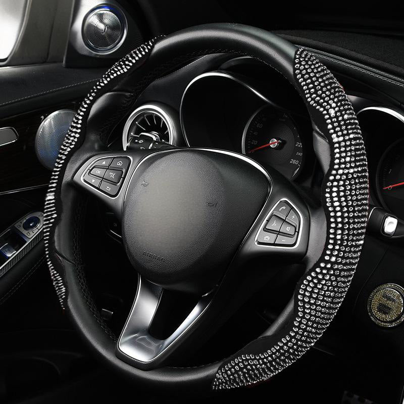 🎉50K+ Sold 🚗 Rhinestones Bling Auto Steering Wheel Cover, Non-Slip Sparkly Crystal Car Interior Accessory