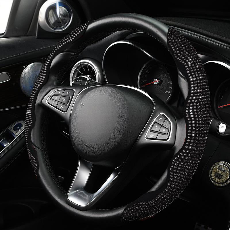 🎉50K+ Sold 🚗 Rhinestones Bling Auto Steering Wheel Cover, Non-Slip Sparkly Crystal Car Interior Accessory