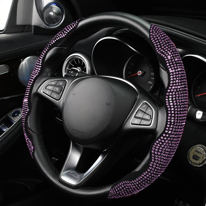 🎉50K+ Sold 🚗 Rhinestones Bling Auto Steering Wheel Cover, Non-Slip Sparkly Crystal Car Interior Accessory
