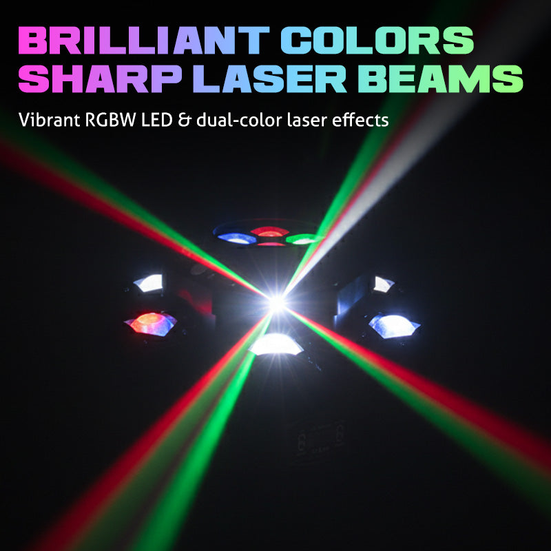 🎉40K+ Sold 💡 Multi-Beam LED Atmosphere Light, 6-Arm Bee Eye Stage Light DMX Sound Activated Party Lighting