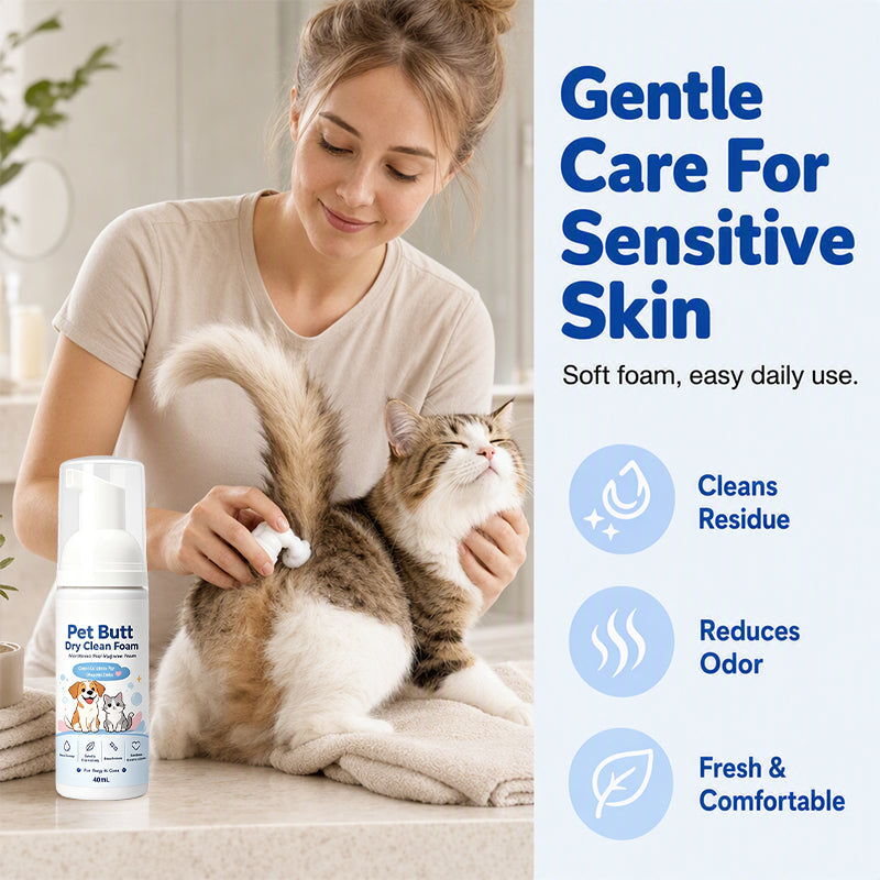 No-Rinse Pet Butt Dry Clean Foam for Dogs & Cats