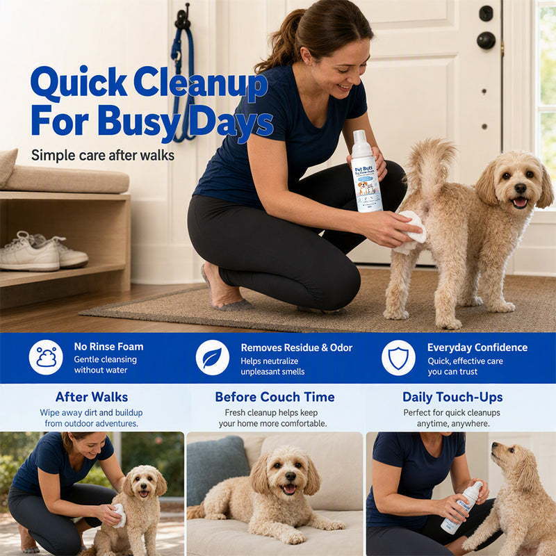 No-Rinse Pet Butt Dry Clean Foam for Dogs & Cats